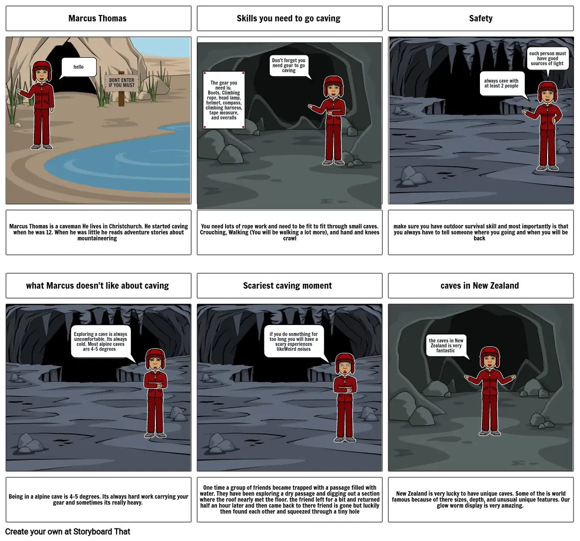 Marcus Thomas Cave reading storyboard