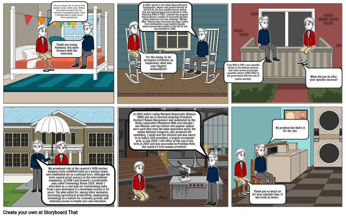 Comic Strip on APJ Abdul Kalam Storyboard by eba4a004