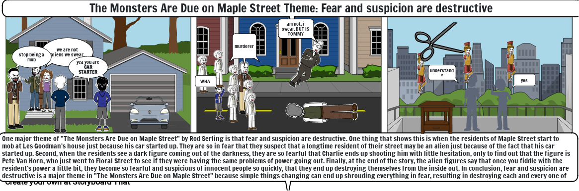 The Monsters Are Due on Maple Street Theme Storyboard