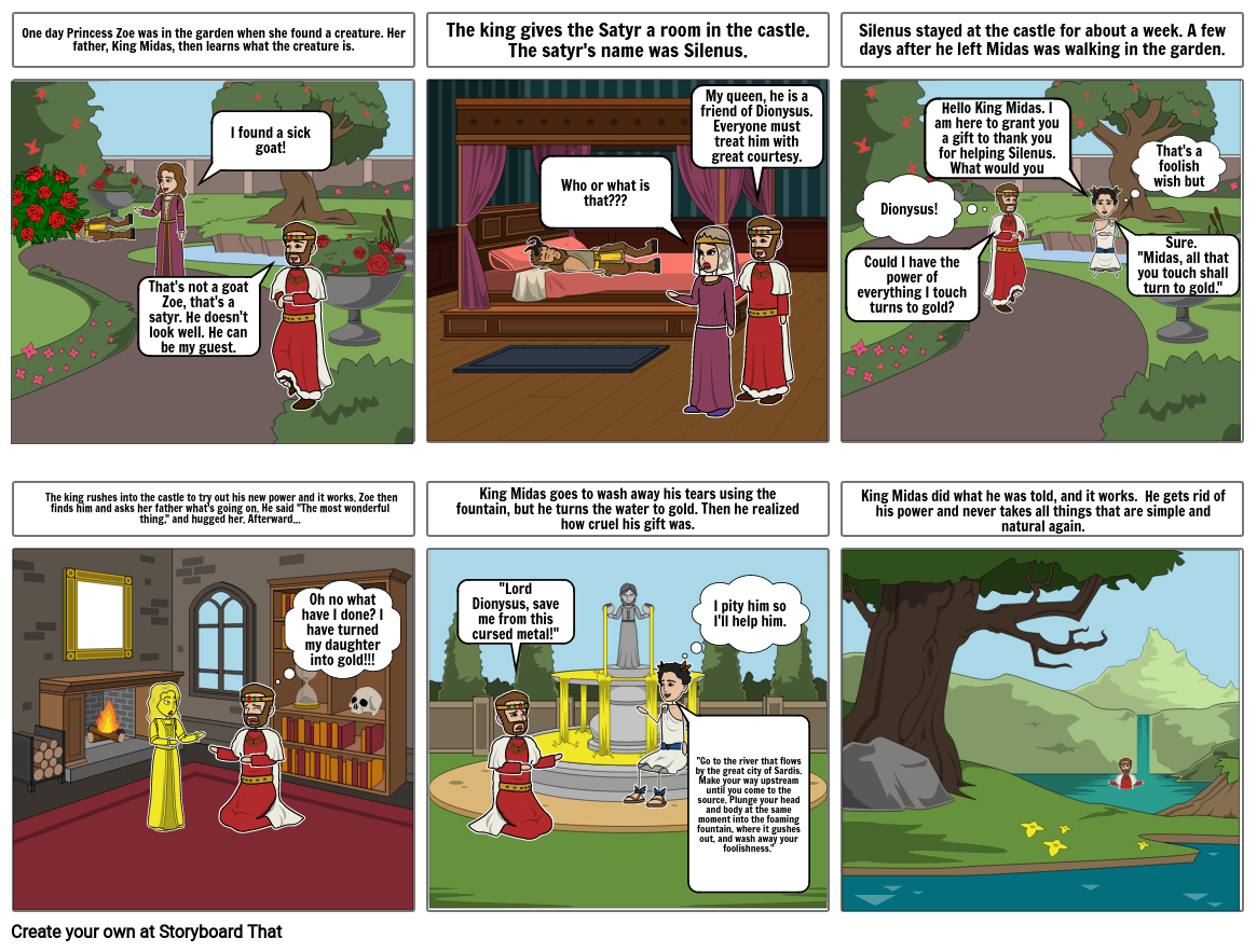 King Midas Comic Strip - History 6 Class Storyboard