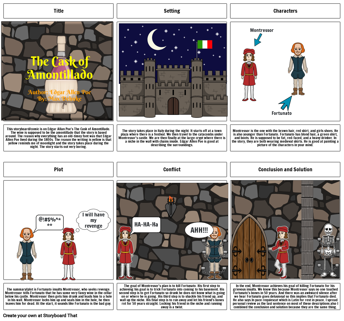 Cask of the Amontillado Storyboard by ed2e9624