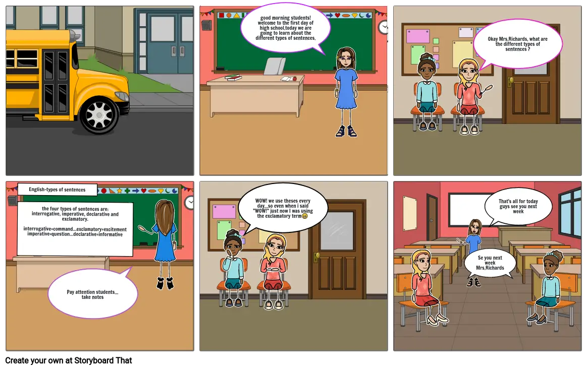 English Class Comic Strip Types Of Sentences Storyboard