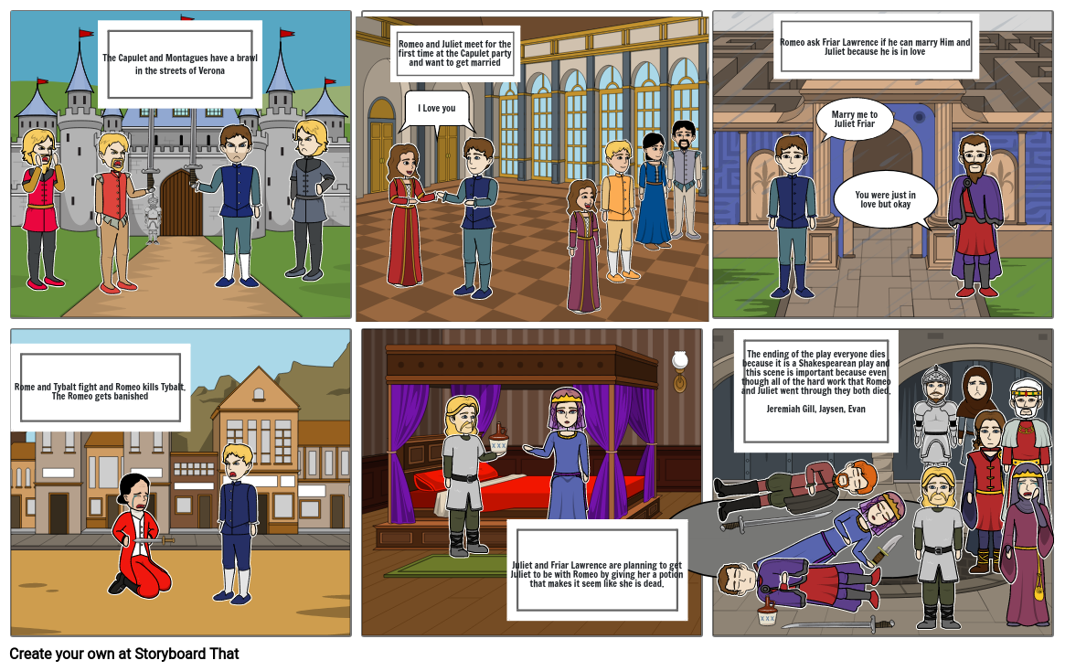 Romeo and Juliet Story Board Storyboard by ef417f11