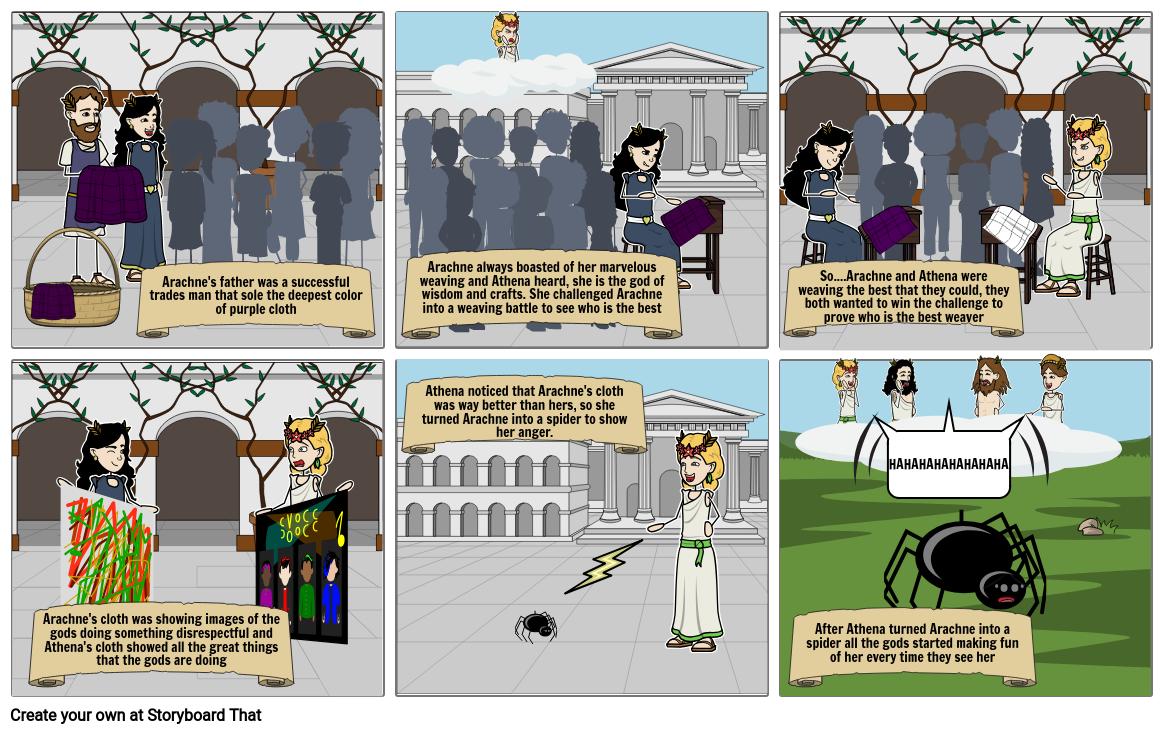The Myth of Arachne and Athena Storyboard by eg50355236193