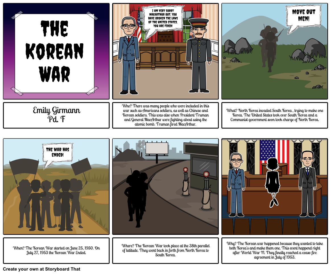 The Korean War Storyboard By Egirmann39573