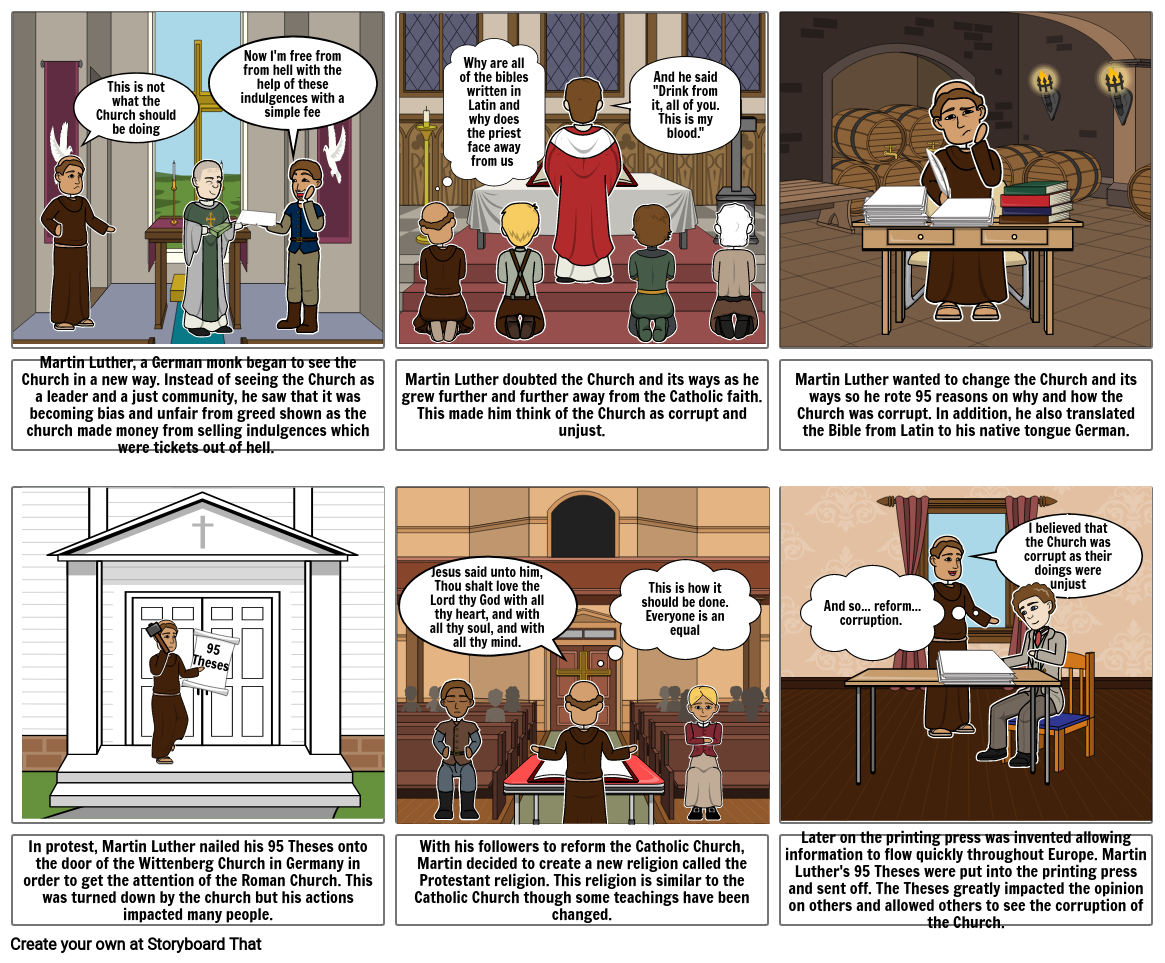 Martin Luther and the Reformation Storyboard by ehall6