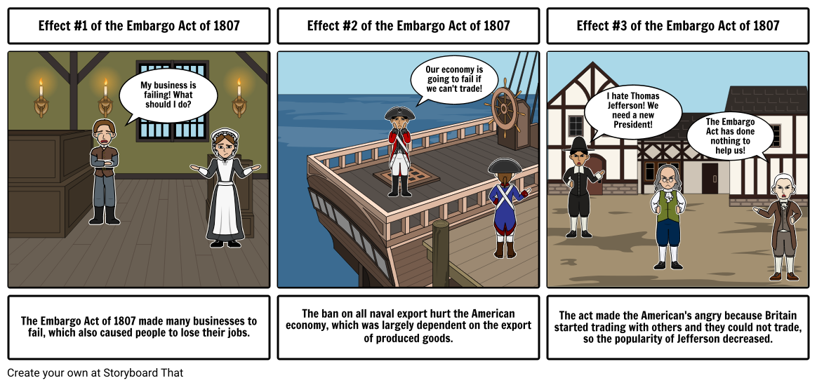 Embargo Act Of 1807 Storyboard Par Eisenhauermartin