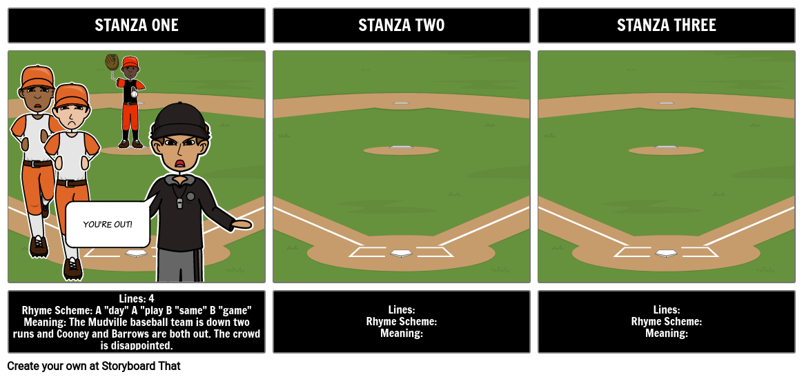 Casey at the Bat Poem Structure Storyboard by elizabethpedro