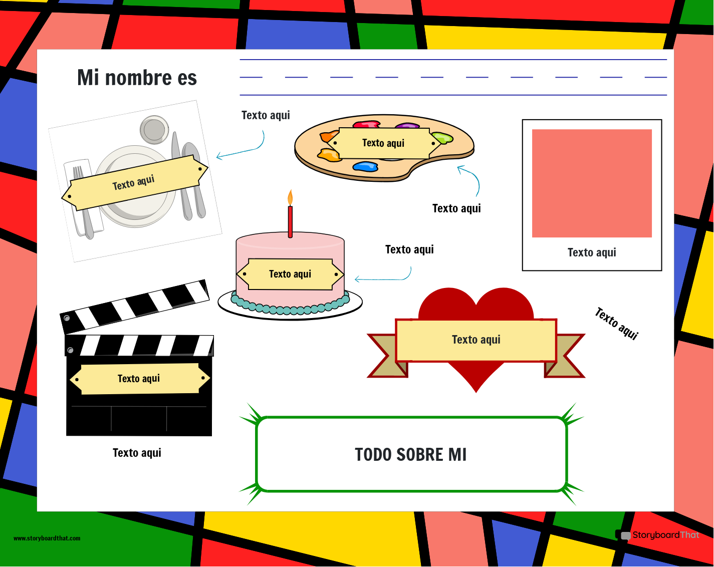 Actividad Todo Sobre mí Para Niños Storyboard by es-examples