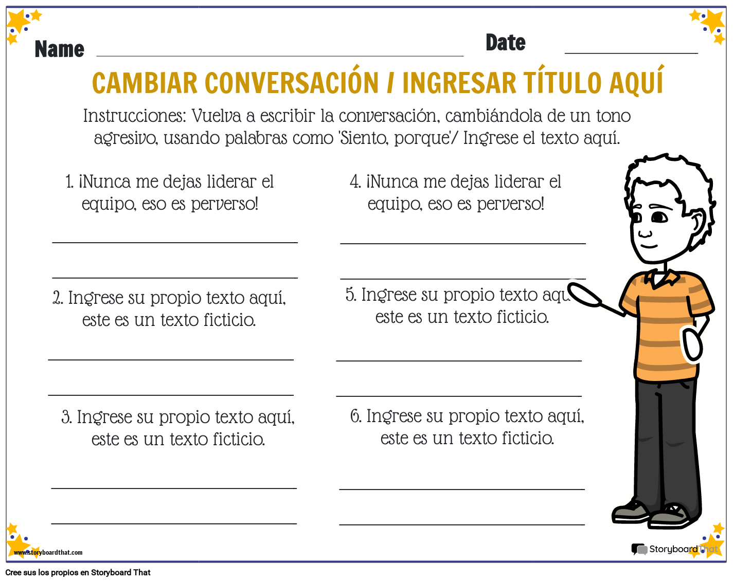 Cambiar la Conversación Agresiva Storyboard por es-examples