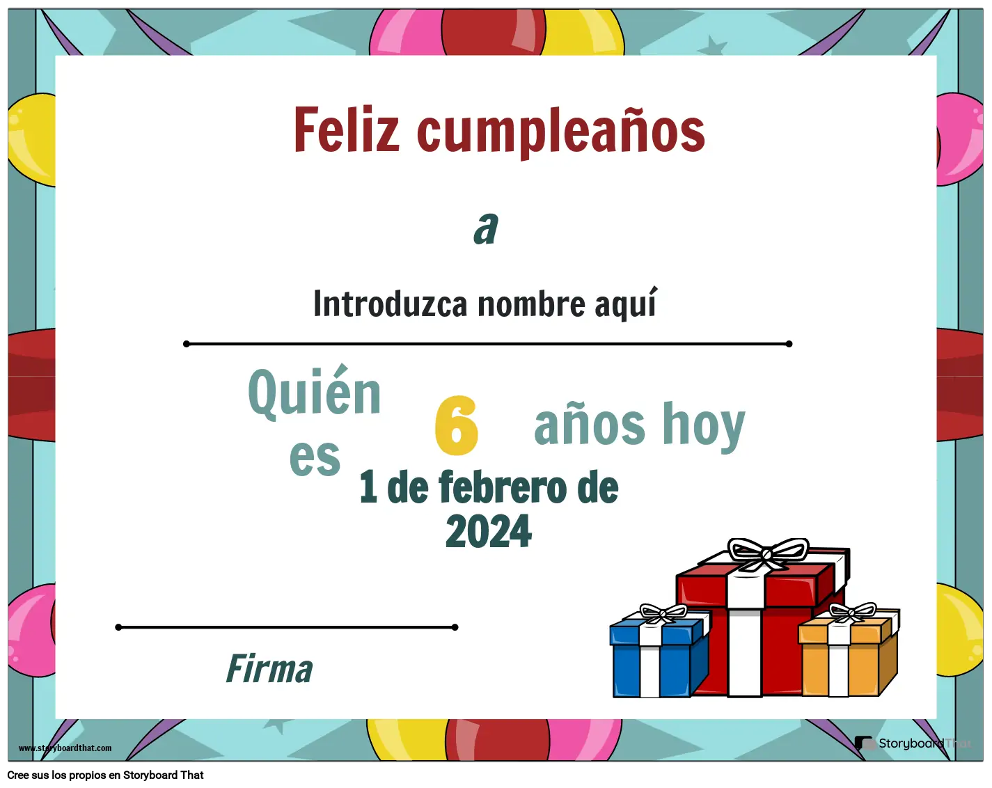 Certificado de cumpleaños para niños.