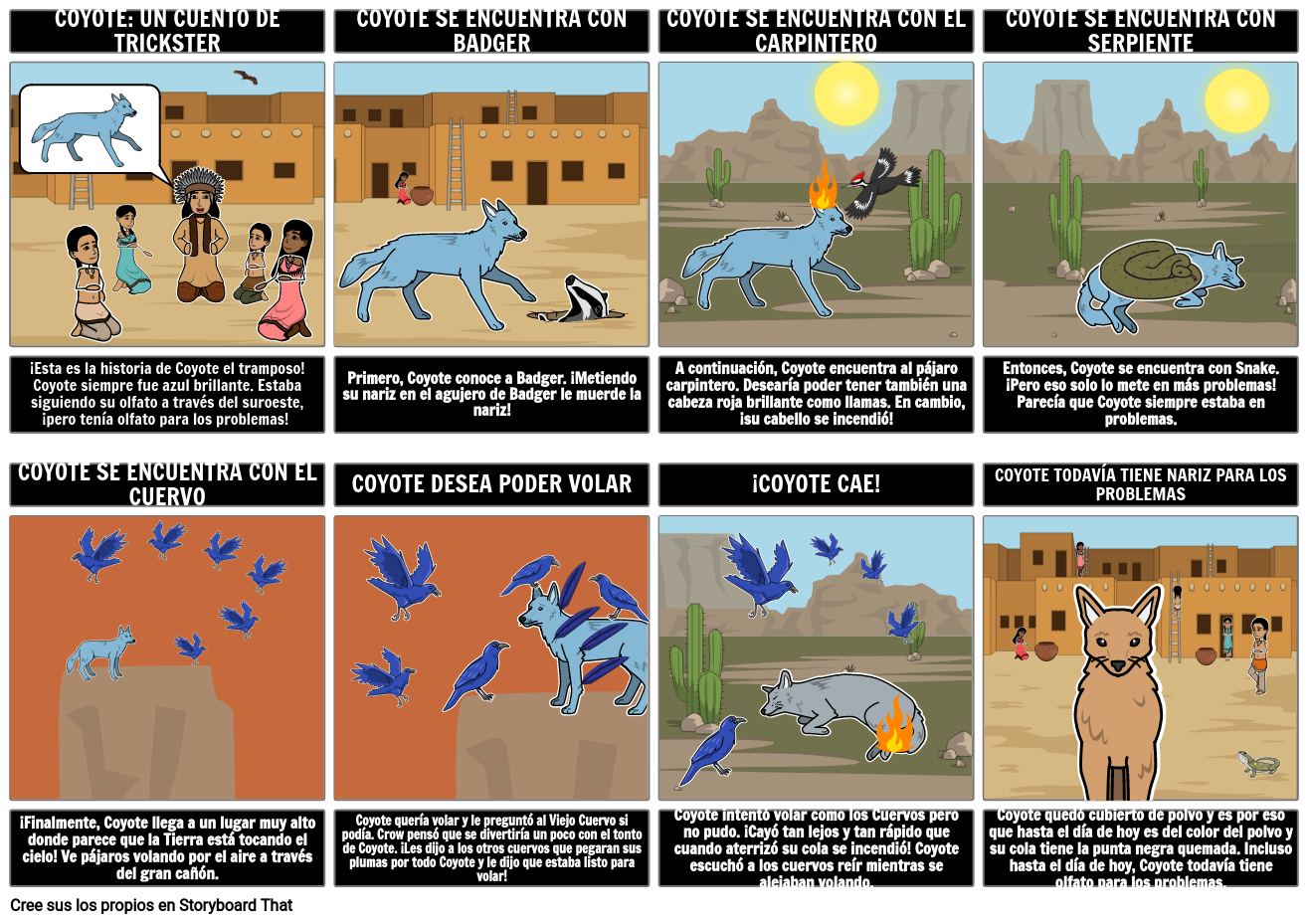 Coyote Trickster Tale Storyboard por es-examples