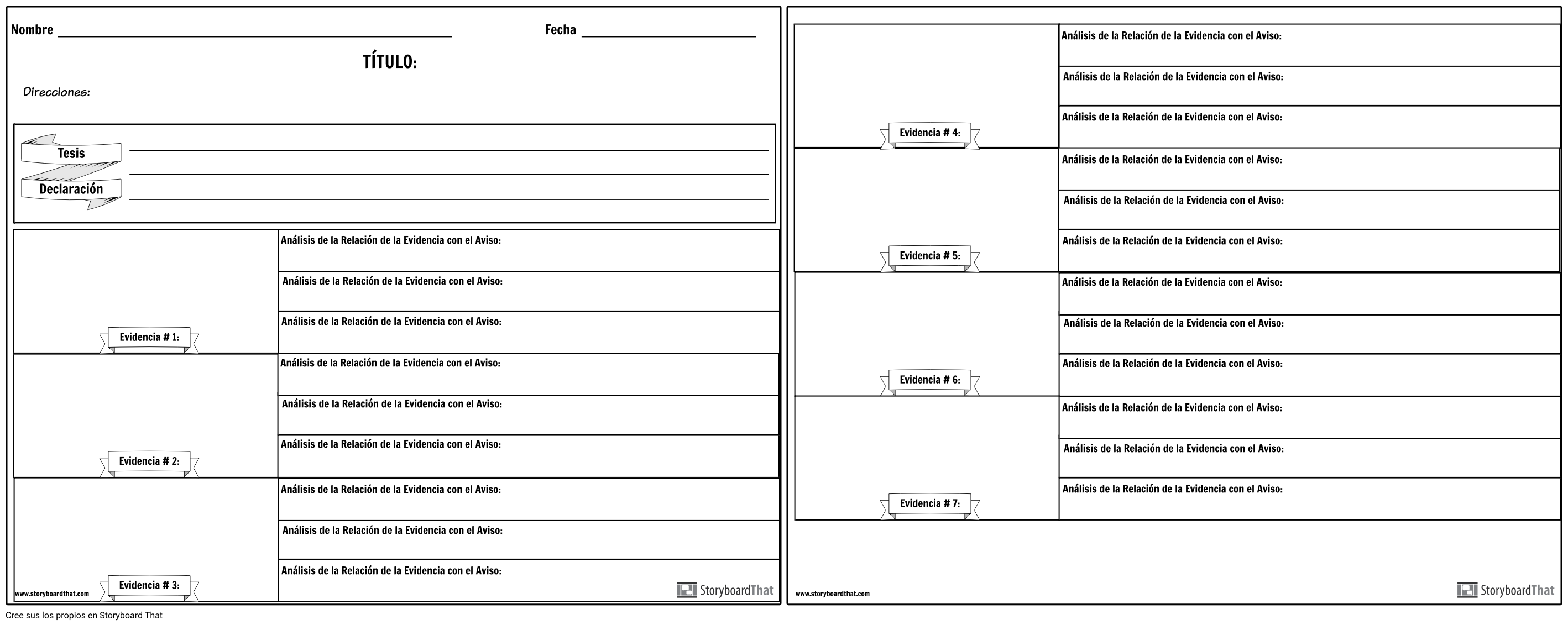 Desglose de la Declaración de Tesis Storyboard