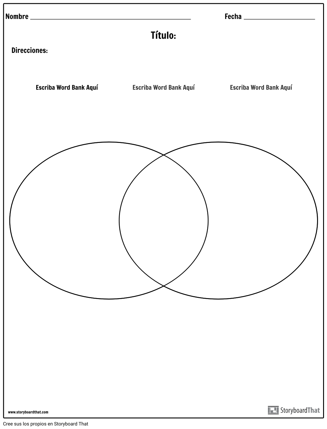Creador de Diagramas de Venn — Hojas de Trabajo de Diagramas de Venn |  StoryboardThat