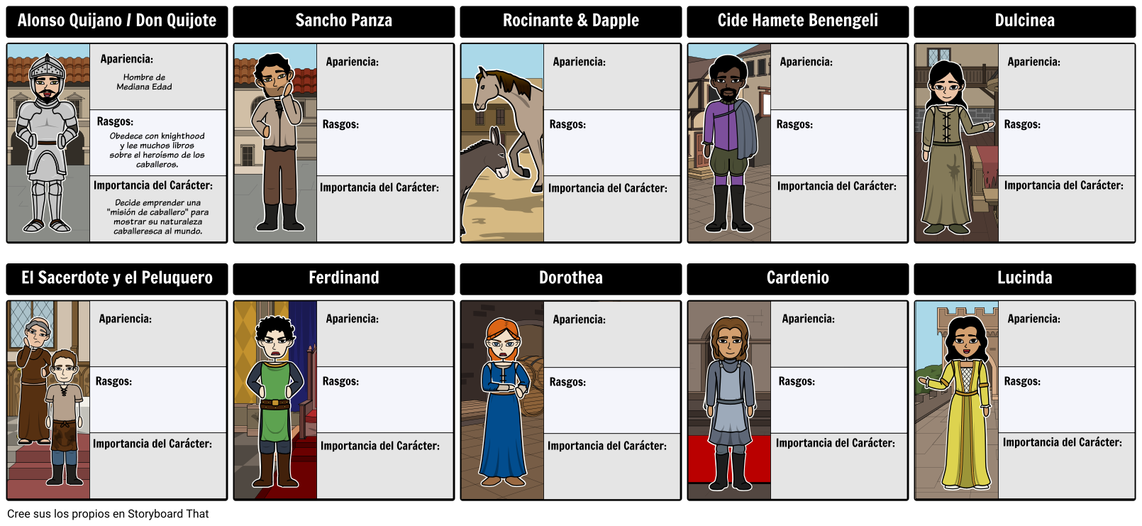 Mapa De Caracteres 2 Campos Em Branco Storyboard 9517