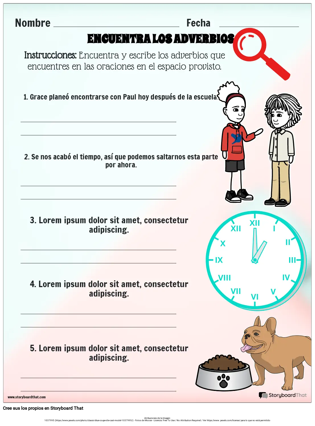 Hojas De Trabajo Sobre Adverbios Donde Y Cuando