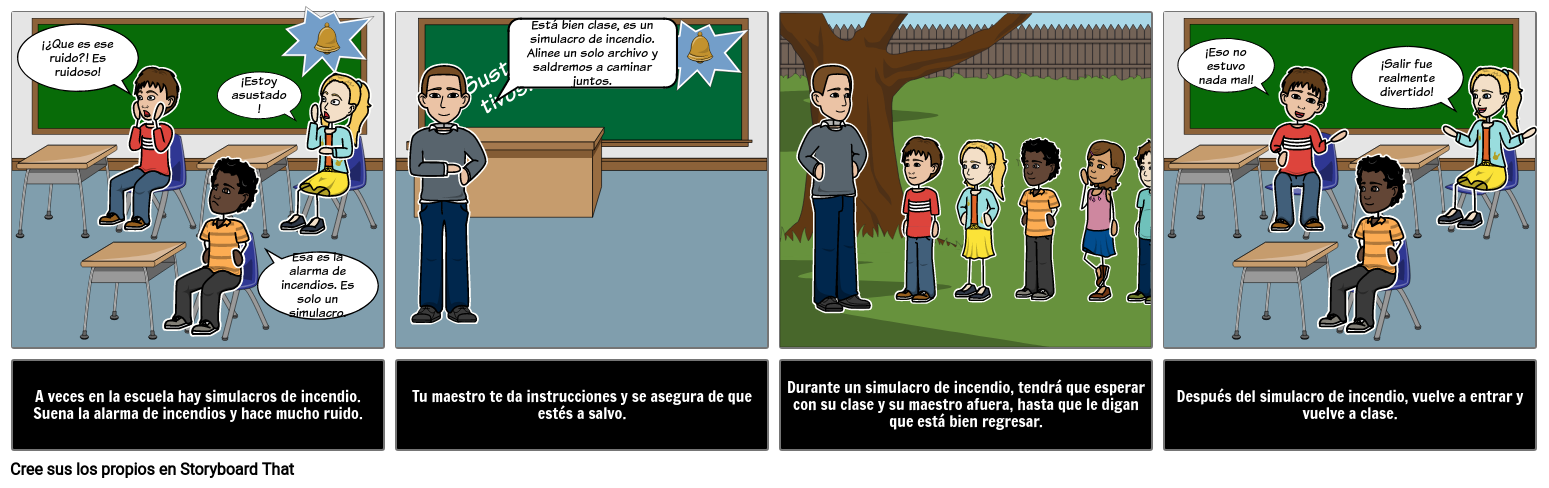 Historias Sociales- Simulacro de Incendio Storyboard