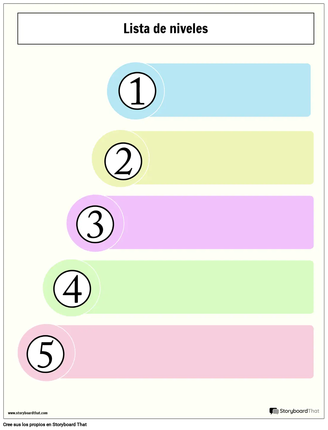 Hoja de trabajo de lista de niveles