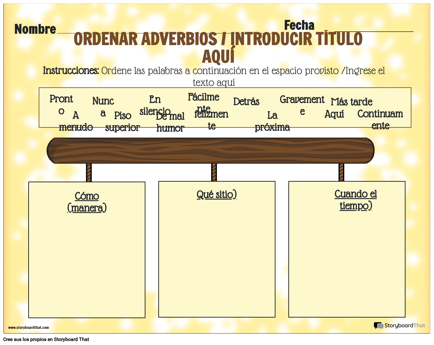 Hoja De Trabajo De Verbos Y Adverbios Advérbios Y Preposiciones De