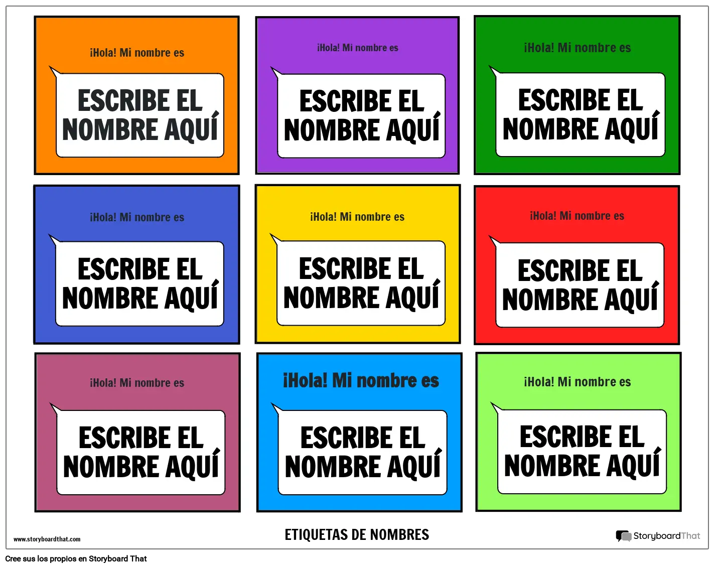 Linda Etiqueta de Nombre Colorida