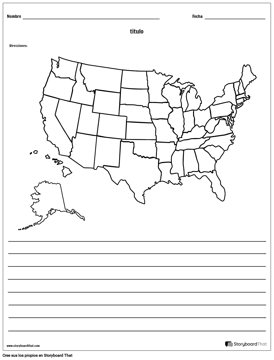 Mapa de Estados Unidos Con Líneas Storyboard