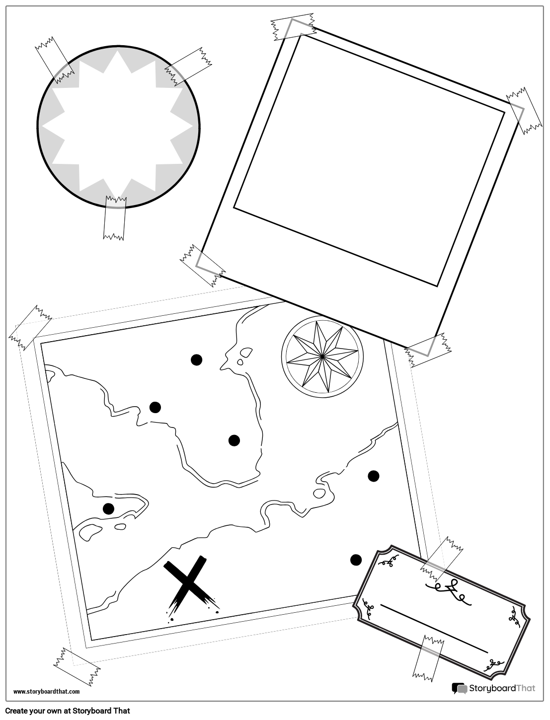 Página de Álbum de Recortes Tema de Mapa en Blanco y Negro