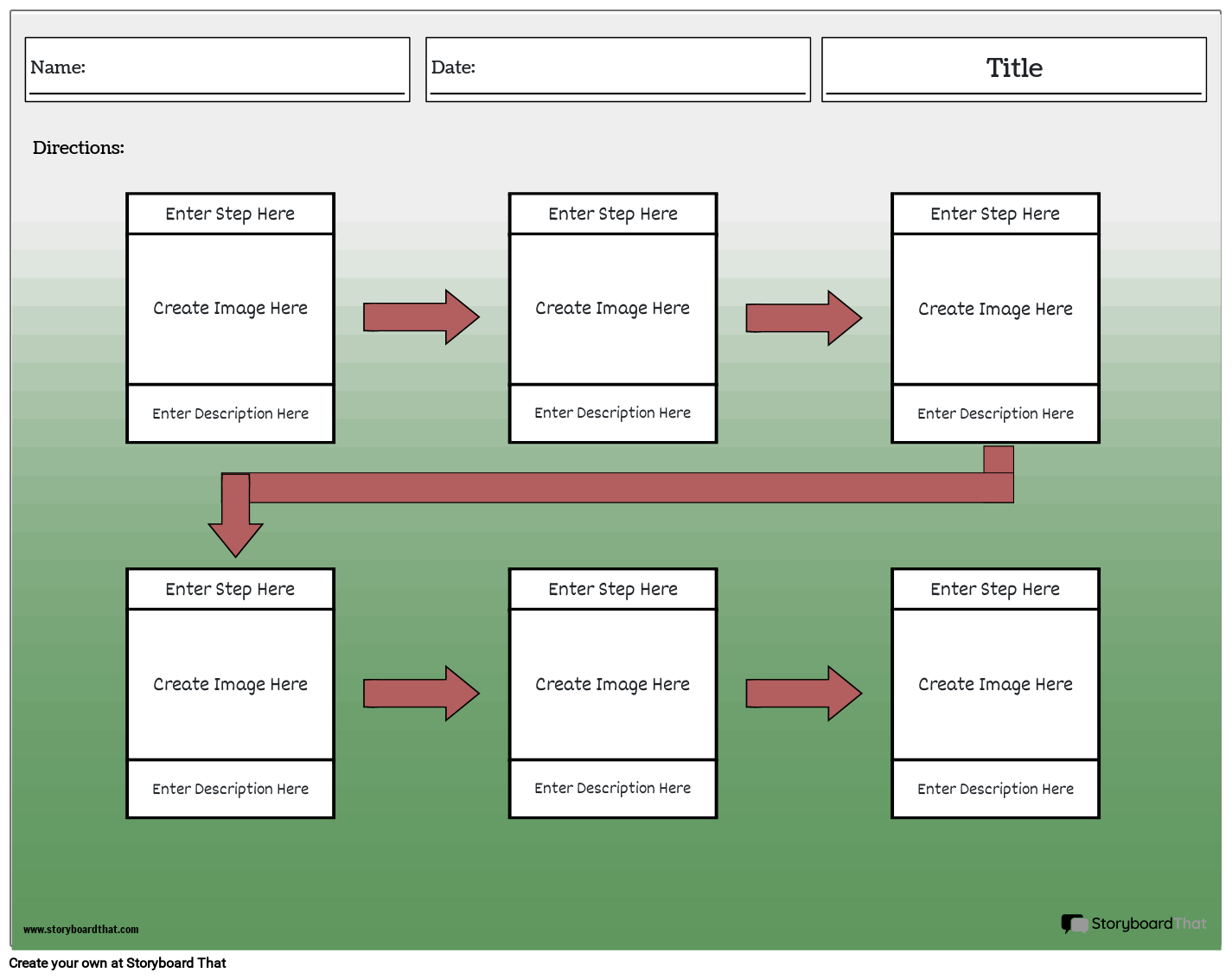 Plantilla de diagrama de flujo Diseño horizontal con flechas