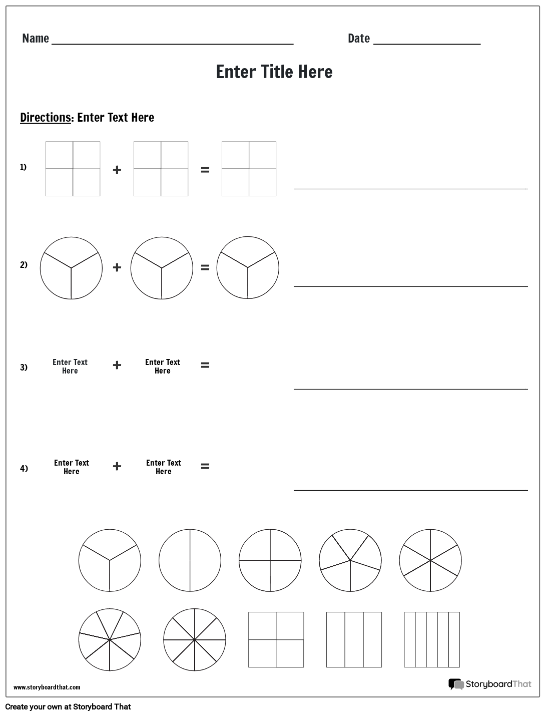 Plantilla Para Sumar Fracciones Storyboard Por Es Examples | The Best ...