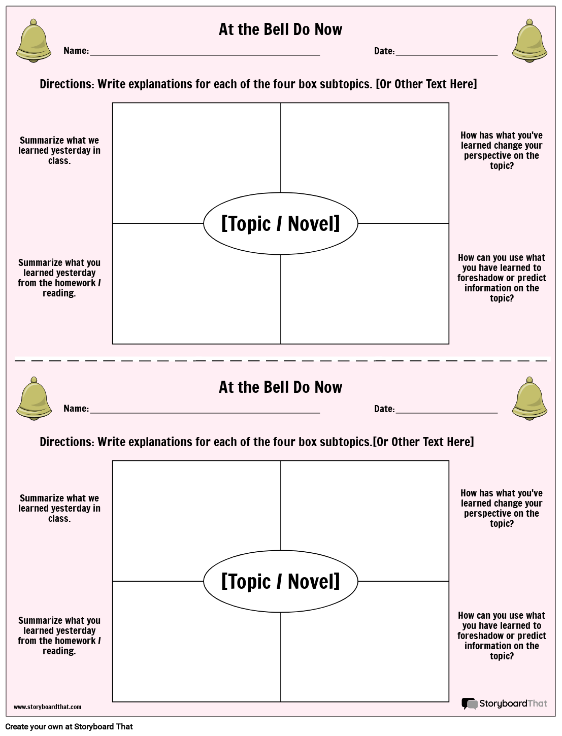 Resumen del Tema y Predicción Bell Ringer - Color