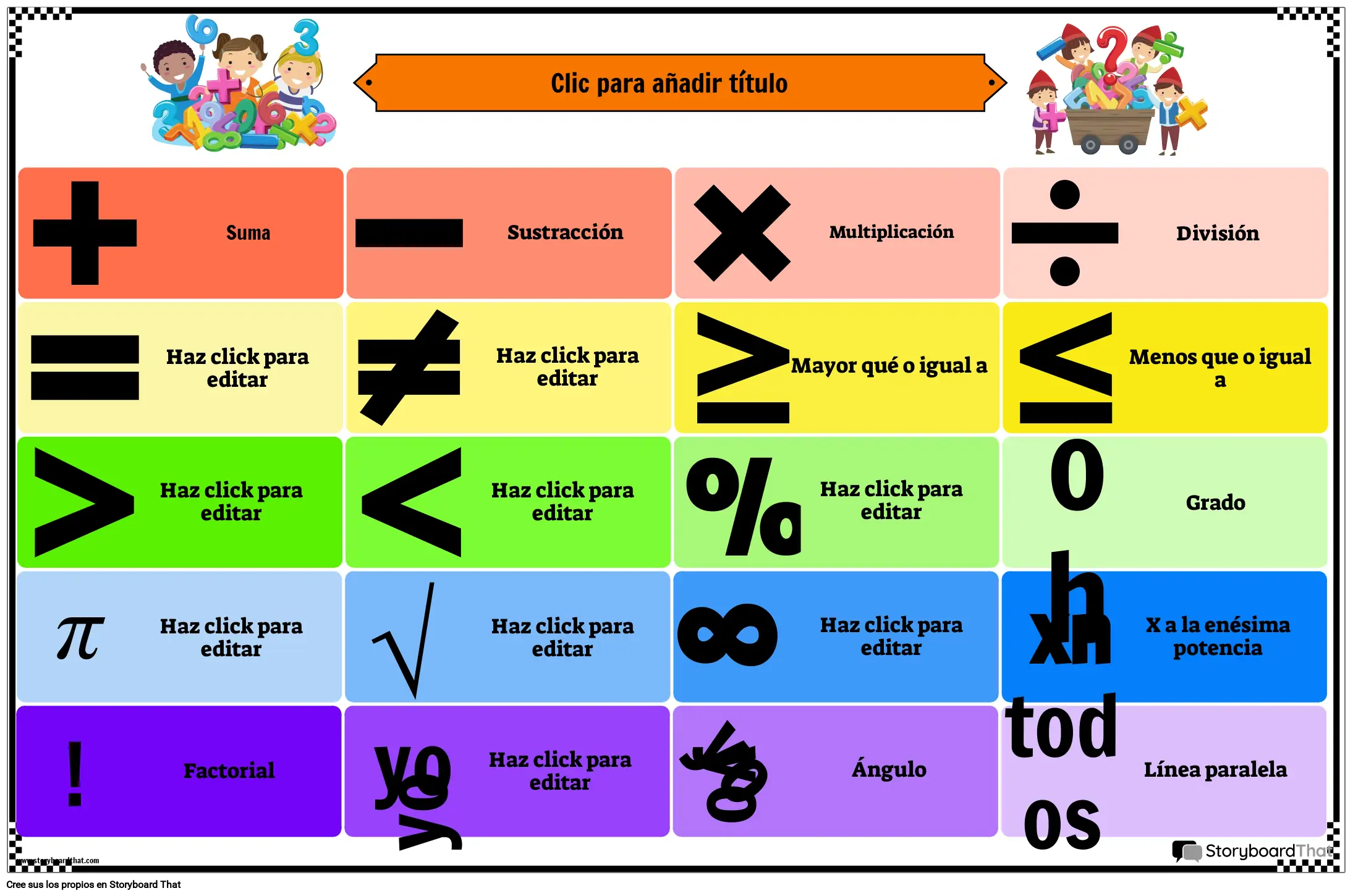 Símbolos Matemáticos Coloridos Póster