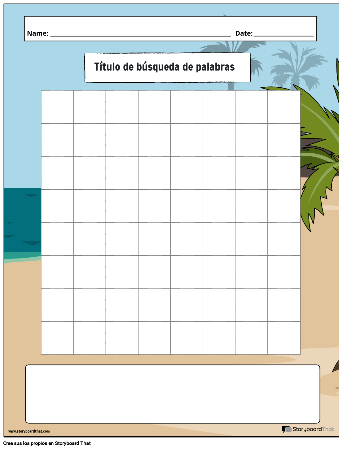 tema de verano de búsqueda de palabras Storyboard