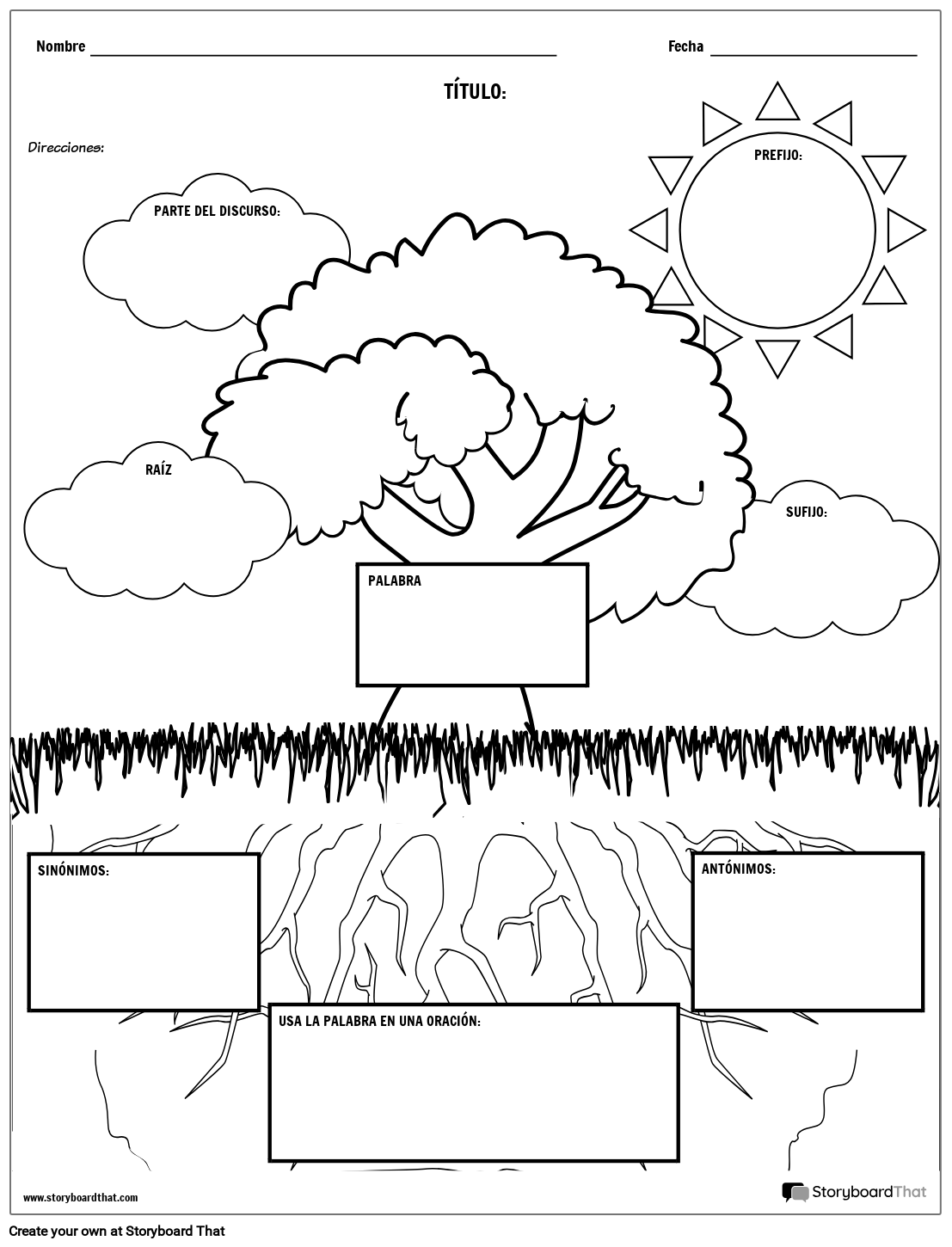 Vocabulario Fun Nature Theme Storyboard por esexamples