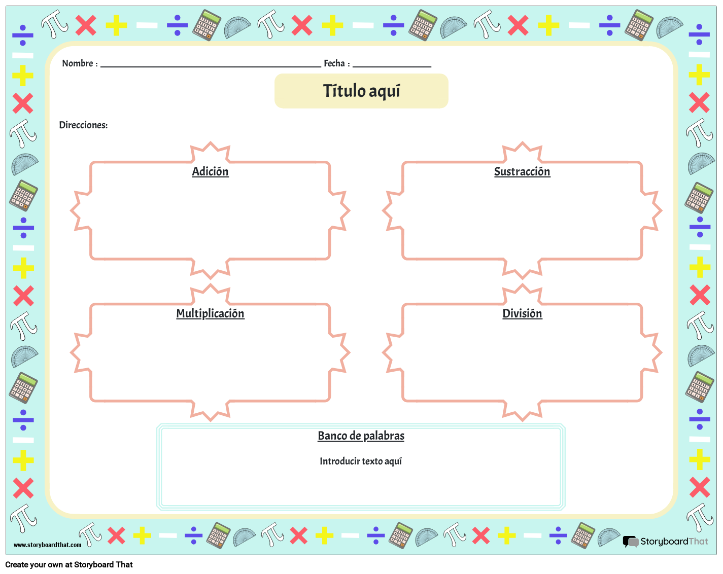 Vocabulario matemático 1 Storyboard by es-examples