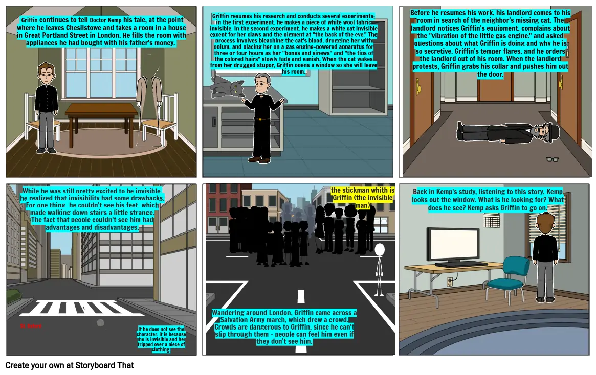 storyboard about the invisible man