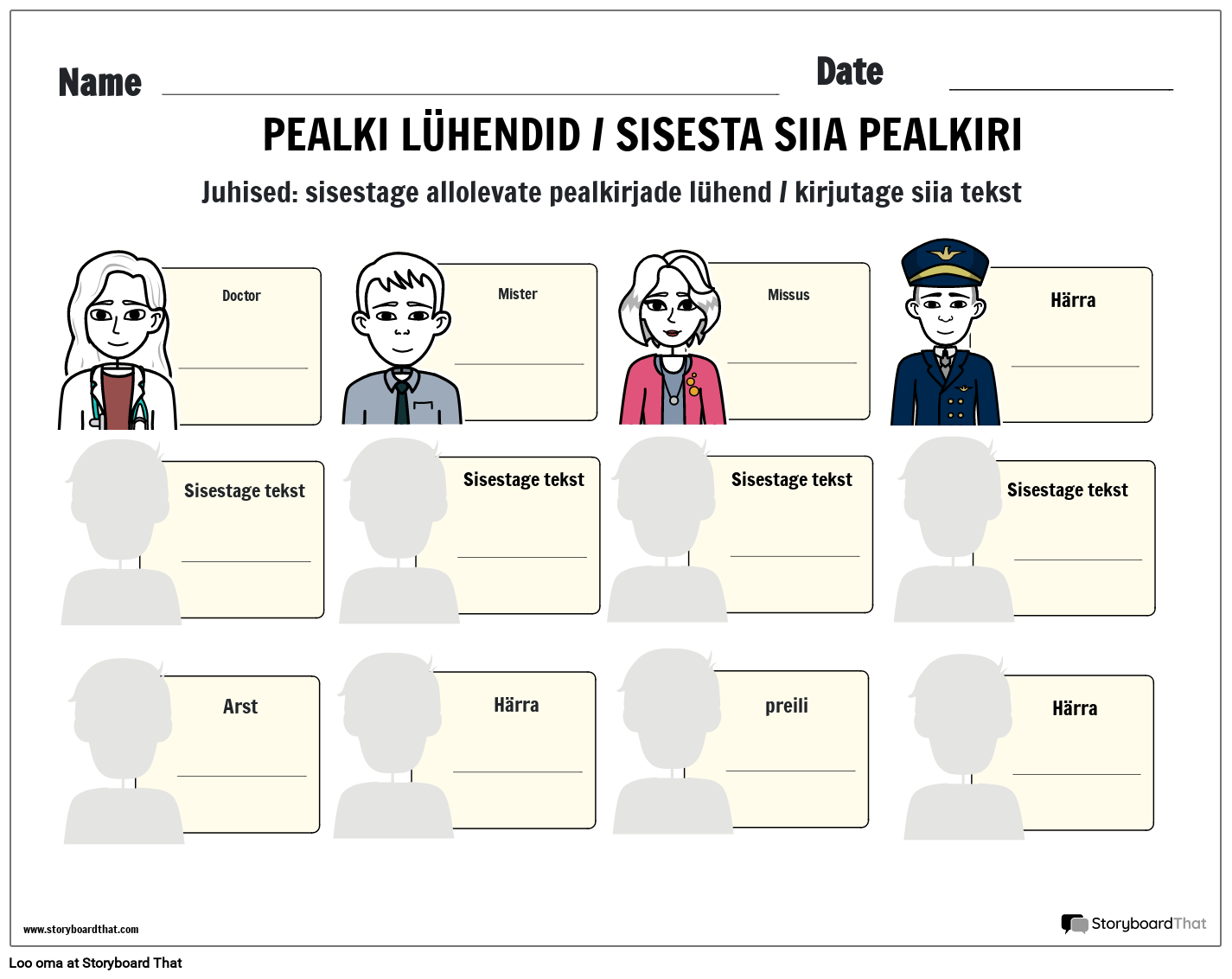 Kes On Kes Inimeste Pealkirjade L hendid Storyboard