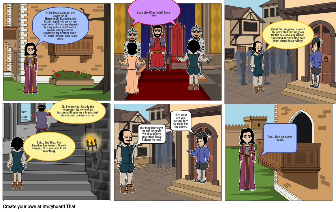 How Razia Sultana became the ruler Storyboard by evieevelyn