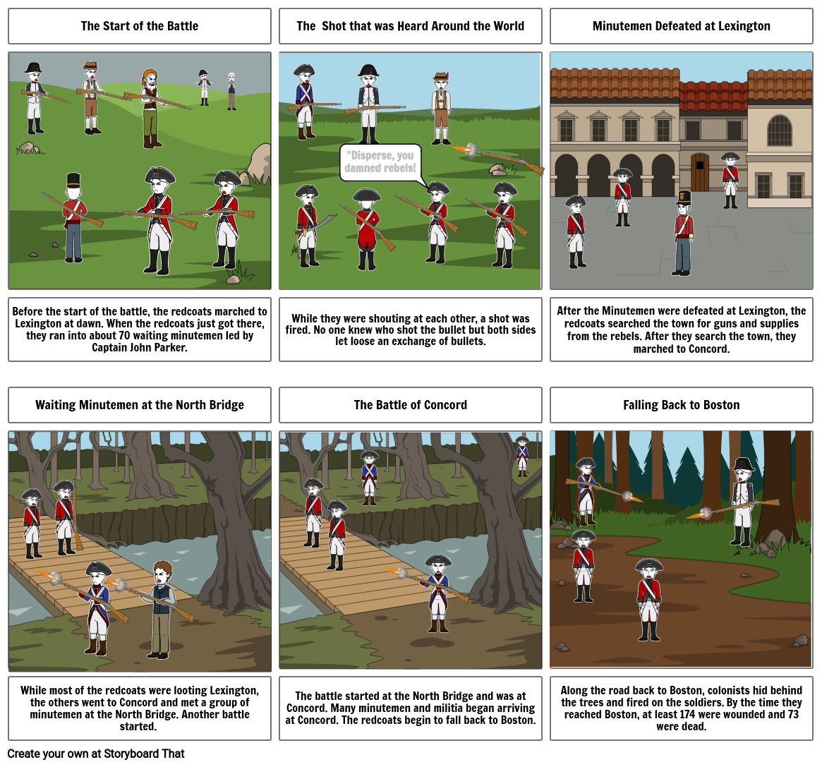 Lexington and Concord Battle Storyboard by f0de0460