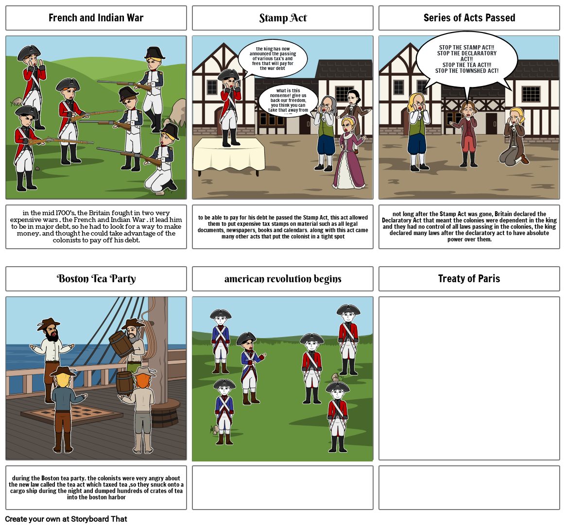 Road to American Revolution Storyboard Storyboard