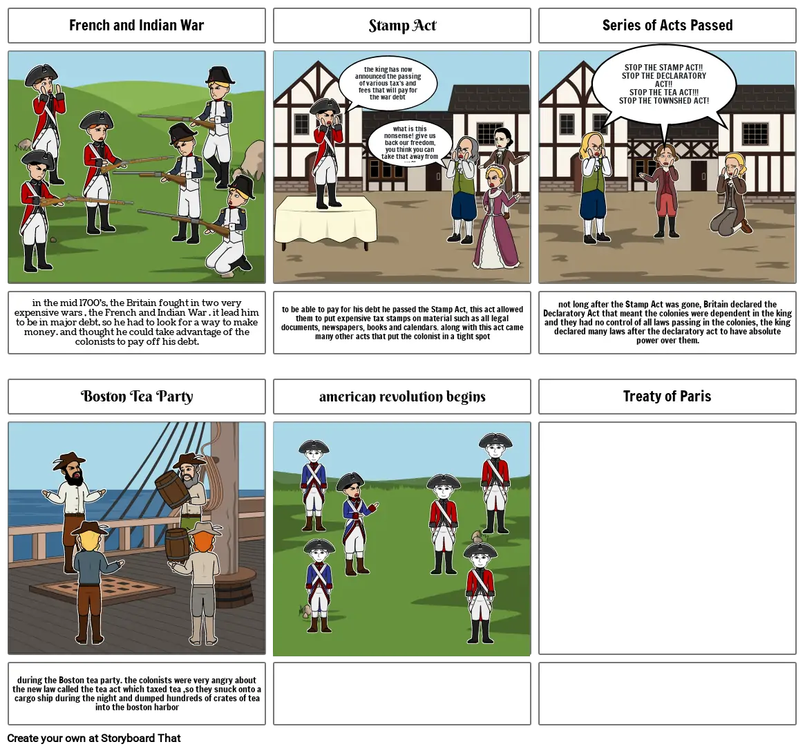 Road to American Revolution Storyboard