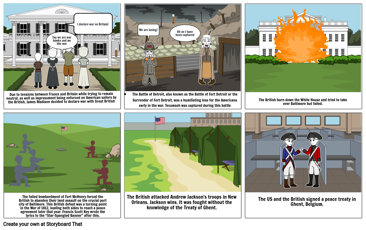 War of 1812 Comic Strip Storyboard by f4413371