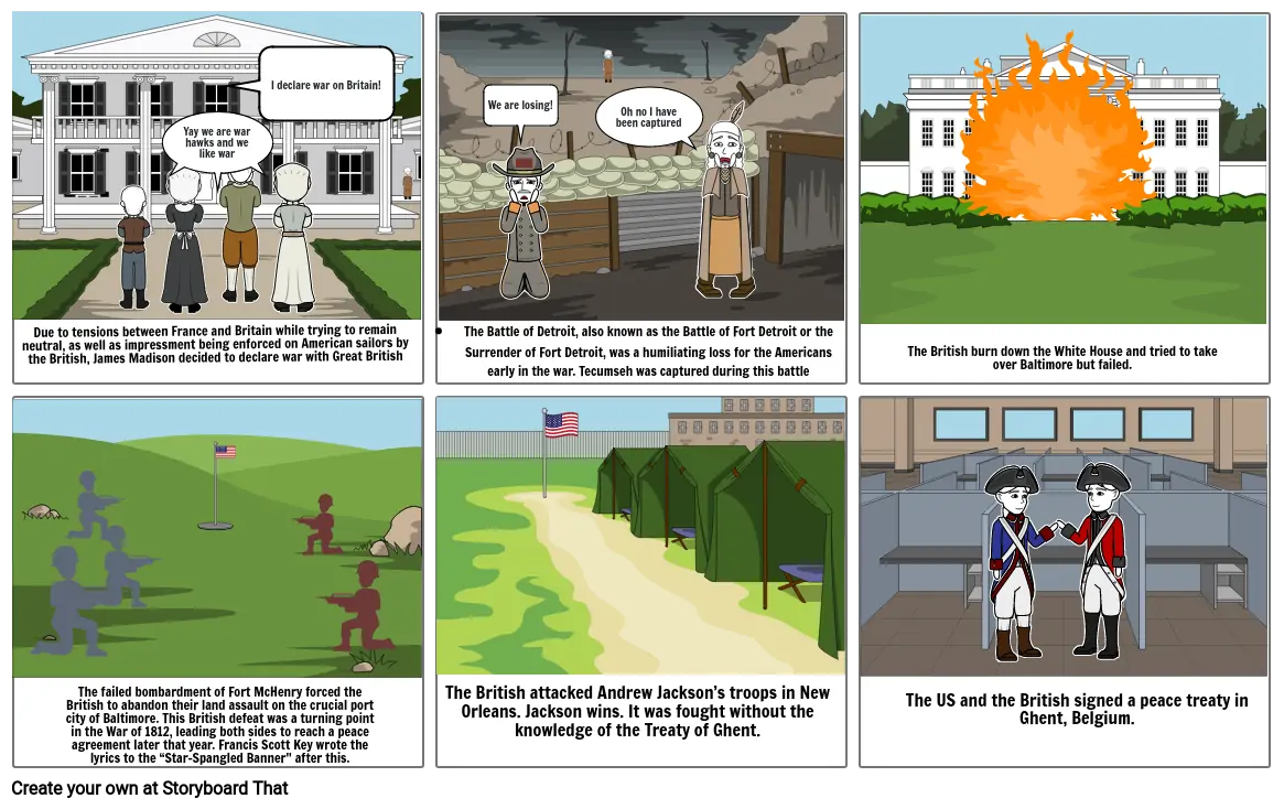 War of 1812 Comic Strip Storyboard by f4413371