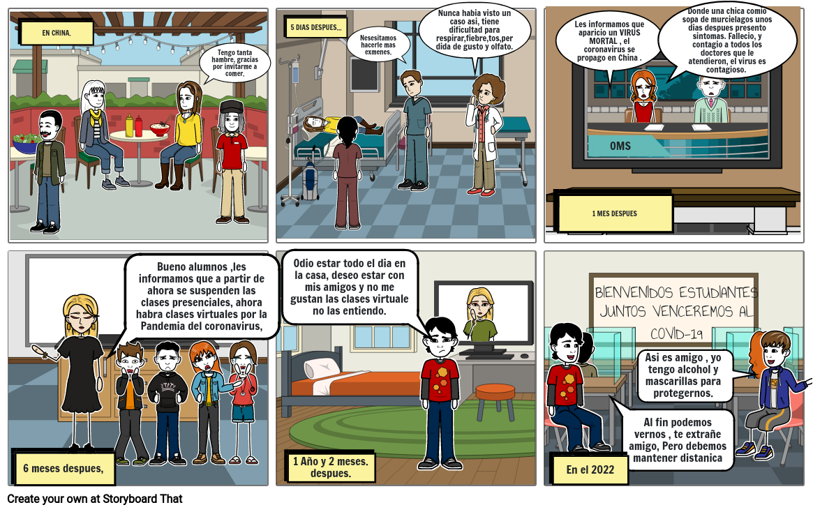 Comic del Covid-19 en el ambito educativo Storyboard