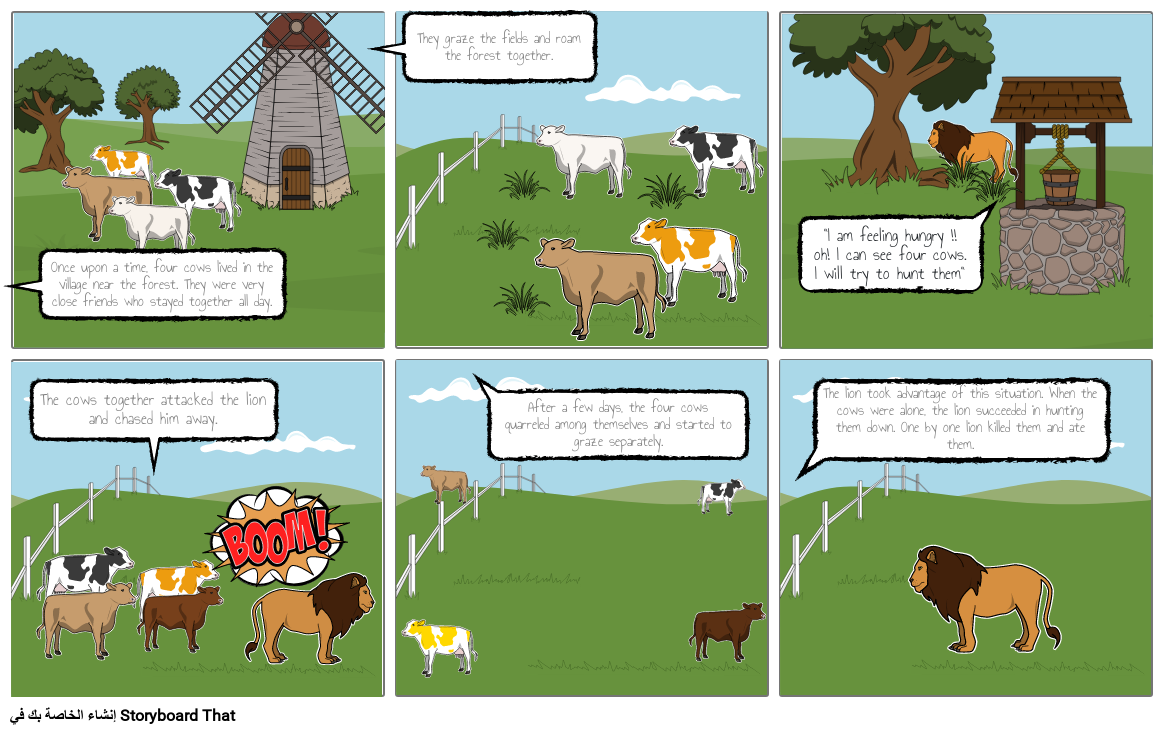 The Lion and the Four Cows Story