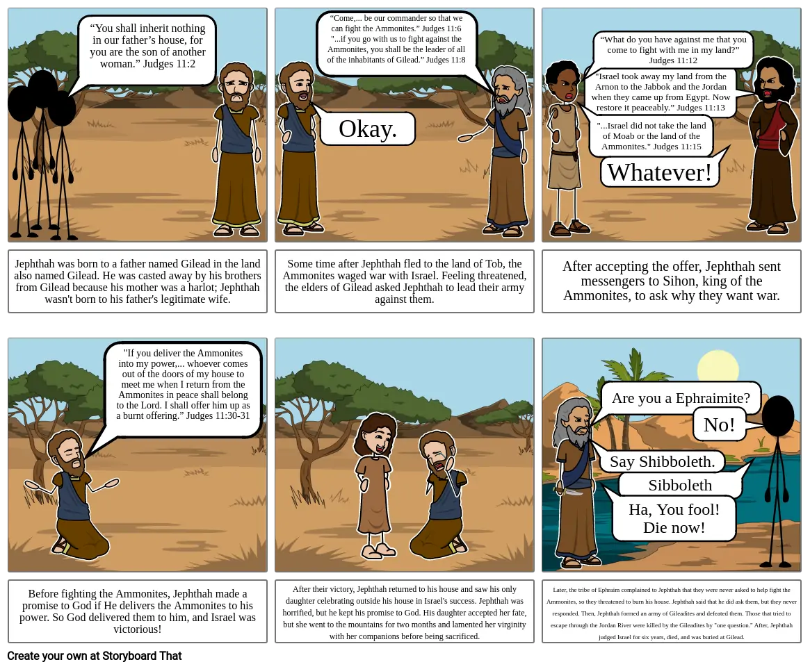 Book of Judges Storyboard: Jephthah