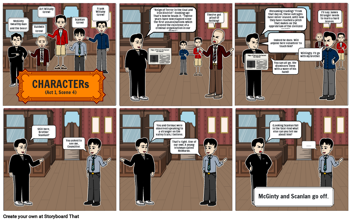 (Savera Badar)The Valley of Fear: Act 1 Scene 4 story board