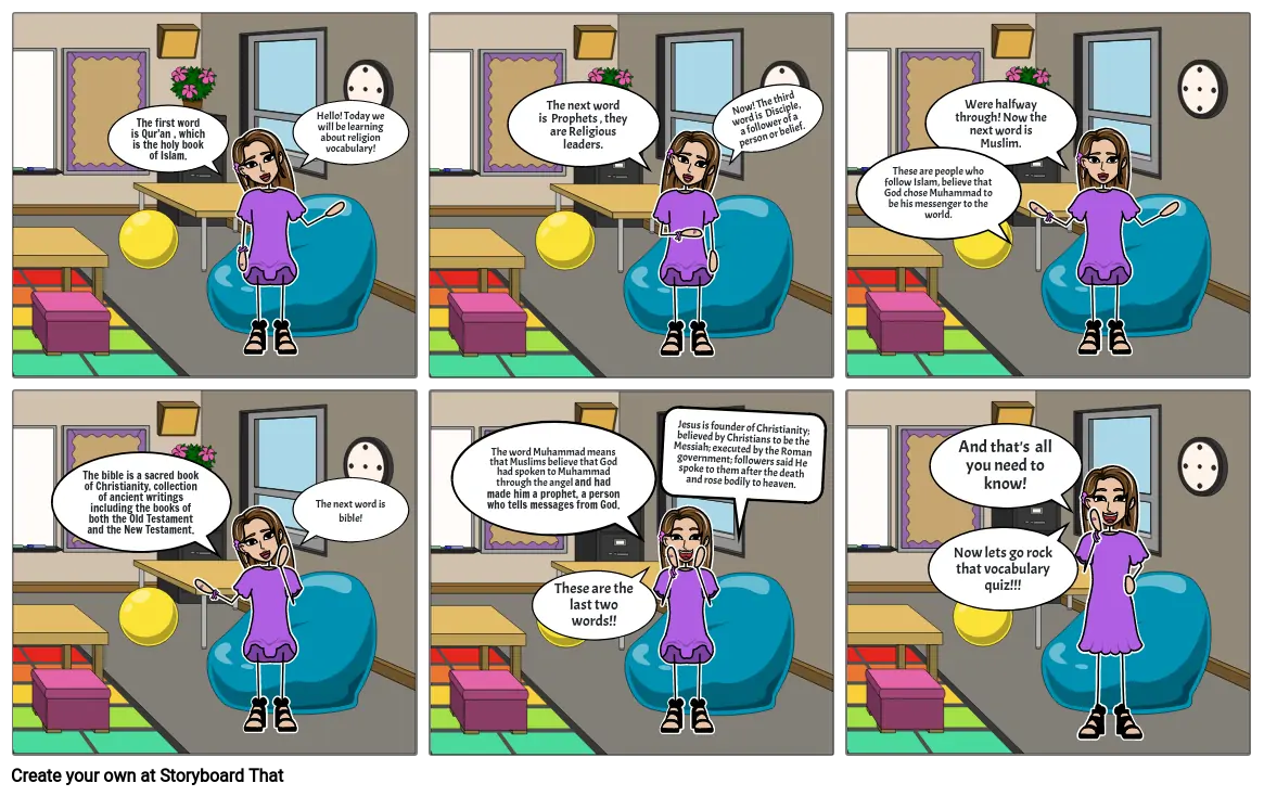 Religion Vocabulary Comic Strip