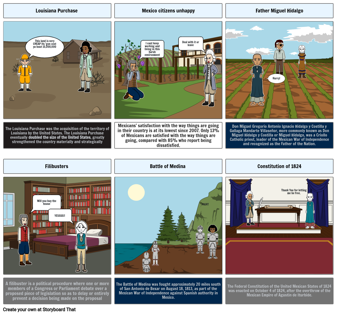 Mexico Gains Independence Storyboard por f7bfc294