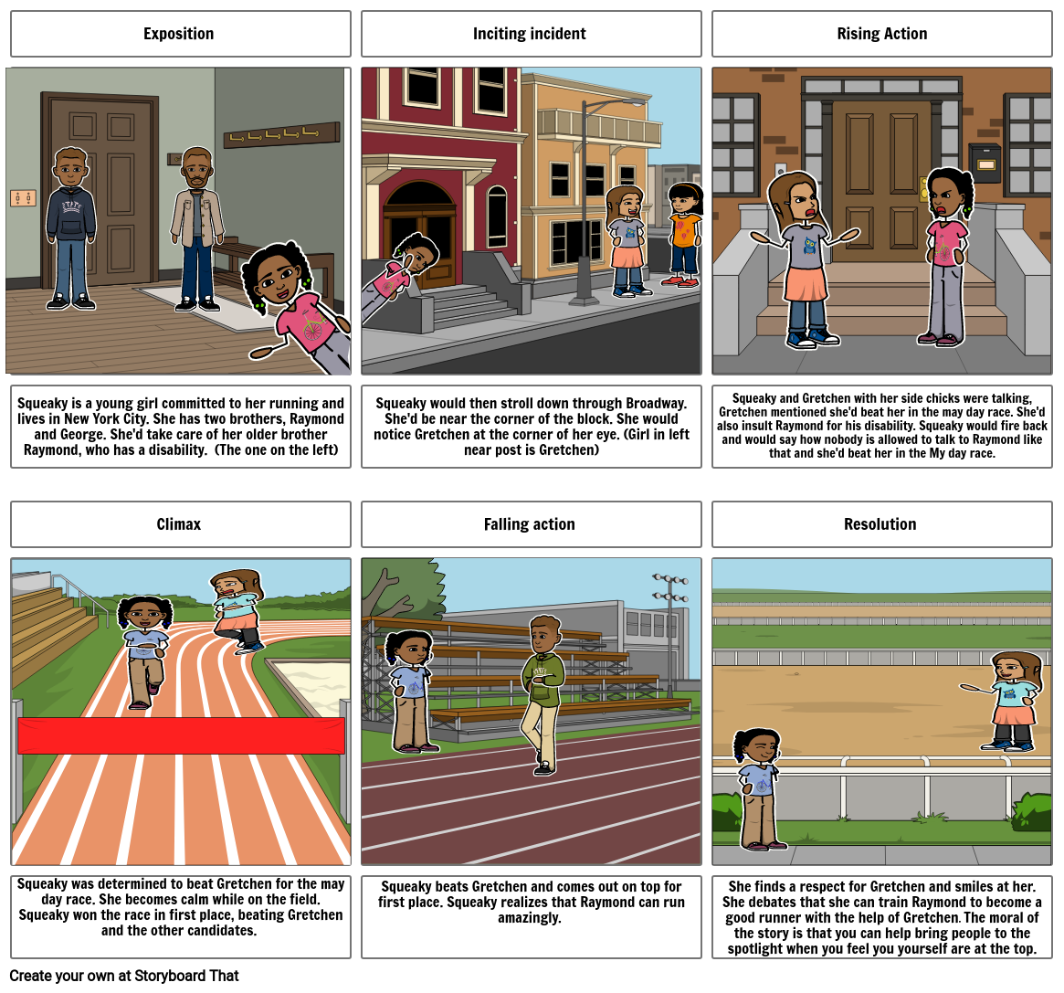 Raymond's Run comic strip Storyboard by f895b3b6