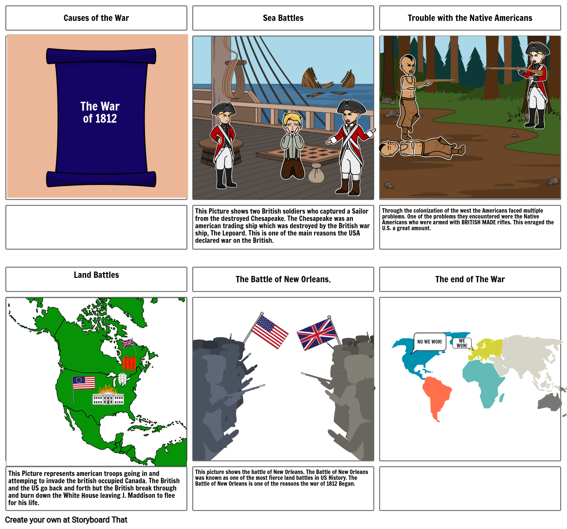 War of 1812 Storyboard by f9b6318a