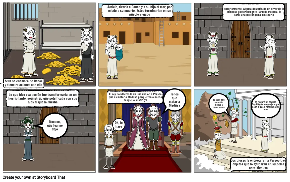 Mito de Medusa y Perseo Storyboard by facundosidabrapt
